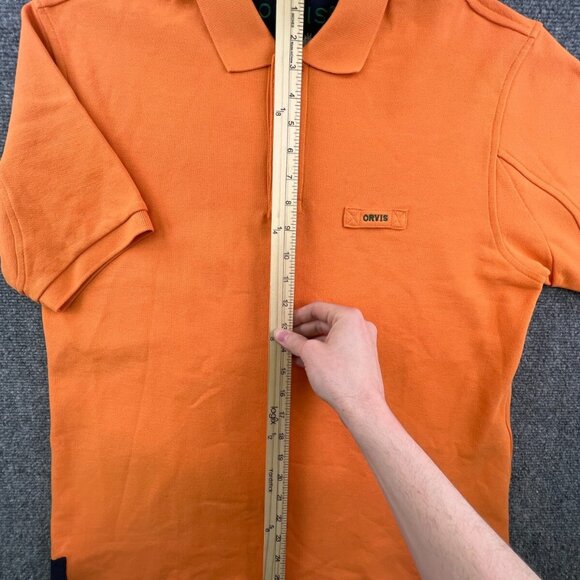 Orvis Polo Shirt Mens Medium Orange Short Sleeve Outdoor Camping Casual Cotton - Picture 3 of 10
